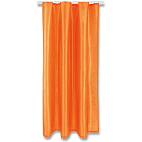 Blickdichte Orange Gardine Alessia mit Kräuselband in 140x245cm (BxL), in vielen Größen und Farben von Arsvita
