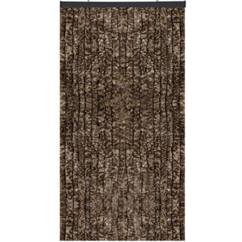 Flauschvorhang, Chenille Vorhang, Insektenschutz für den Sommer Extrabreit, Auswahl: 140x200 Meliert beige - braun von Arsvita