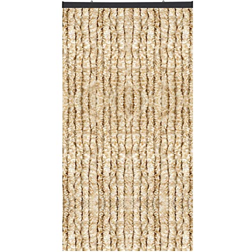 Flauschvorhang, Chenille Vorhang, Insektenschutz für den Sommer Extrabreit, Auswahl: 140x220 Meliert beige - weiß von Arsvita