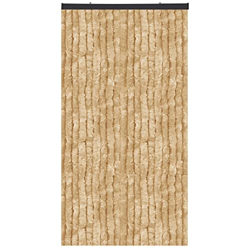 Flauschvorhang, Chenille Vorhang, Insektenschutz für den Sommer Extrabreit, Auswahl: 140x220 Unistreifen beige von Arsvita