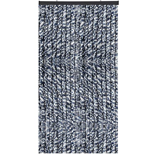 Arsvita Flauschvorhang 80x185 cm in Meliert blau - weiß - Silber, Perfekter Insekten- und Sichtschutz für Ihre Balkon- und Terrassentür, viele Farben von Arsvita