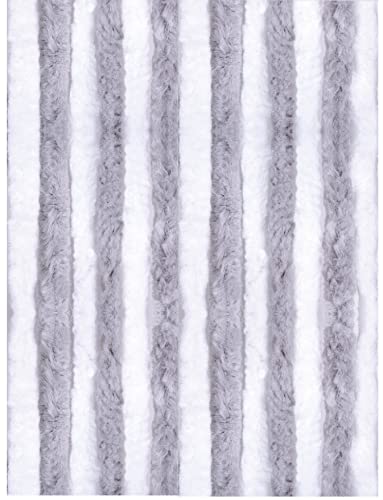 Arsvita Flauschvorhang 80x200 cm in Unistreifen hellgrau - weiß, Perfekter Insekten- und Sichtschutz für Ihre Balkon- und Terrassentür, viele Farben von Arsvita