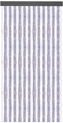Arsvita Flauschvorhang Türvorhang (100x200 cm) in Hellgrau-Weiß - Raumteiler, Sichtschutz für Ihre Balkon/Terrassentür - Insektenschutz von Arsvita