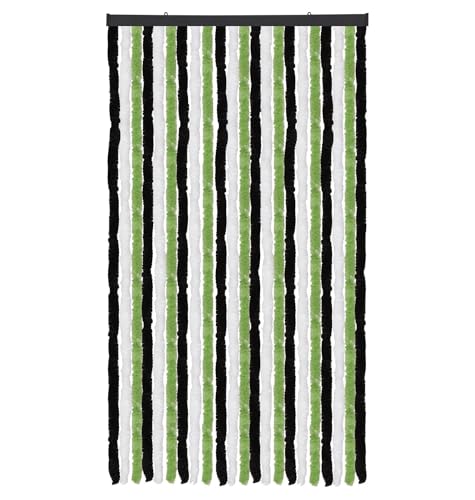 Arsvita Flauschvorhang Türvorhang (100x200 cm) in Schwarz-Grün-Weiß als Insektenschutz für Balkon, Terrasse oder Wohnmobil, Wohnwagen, Pavillon von Arsvita