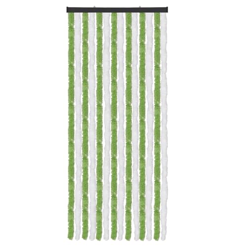 Arsvita Flauschvorhang Türvorhang (56x185 cm) in Grün-Weiß als Insektenschutz für Balkon, Terrasse oder Wohnmobil, Wohnwagen, Pavillon von Arsvita