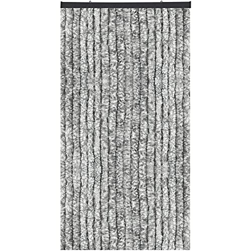 Arsvita Flauschvorhang Türvorhang (56x185 cm) in Hellgrau-Weiß - Raumteiler, Sichtschutz für Ihre Balkon/Terrassentür - Insektenschutz von Arsvita