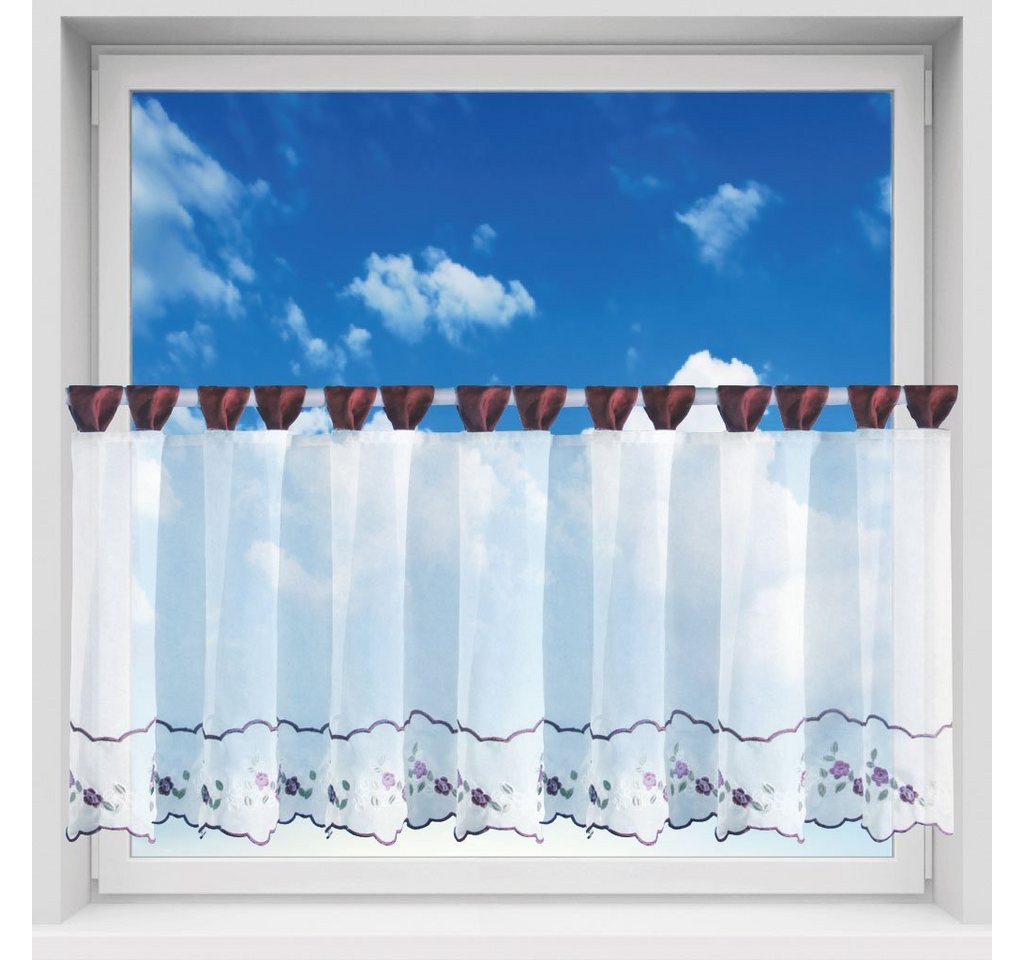 Vorhang, Arsvita, Schlaufen, transparent, Voile, Bistrogardine mit Schlaufen, Transparente Küchengardine 150cm x 45cm (BxL), in vielen Farben von Arsvita