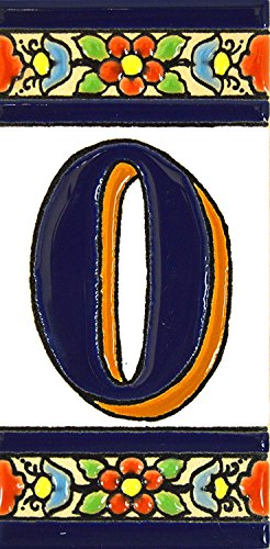 Schilder mit Zahlen und Nummern auf vielfarbiger Keramikkachel. Handgemalte Kordeltechnik fuer Schilder mit Namen, Adressen und Wegweisern. Persoenlich gestaltbarer Text. Design FLORES MEDIANO 10,9cm x 5,4 cm (Nummer null "0"). Schilder mit Zahlen und Nummern auf vielfarbiger Keramikkachel. Handgemalte Kordeltechnik fuer Schilder mit Namen, Adressen und Wegweisern. Persoenlich gestaltbarer Text. Design FLORES MEDIANO 10,9cm x 5,4 cm (Nummer null "0"). von ART ESCUDELLERS