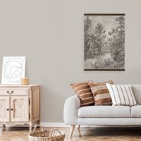 Art for the home Leinwandbild "Jungle Landschaft Sepia", (1 St.), Luxus Kakemono Leinen Wandposter 80x60cm von Art For The Home