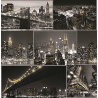 Art for the home Papiertapete "Stadt bei Nacht" glatt Schwarz - 10mx53cm von Art For The Home