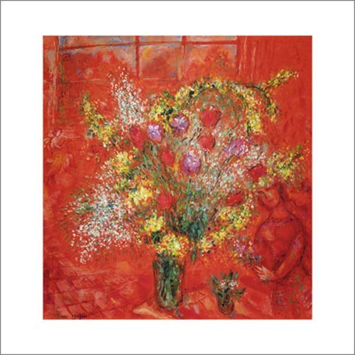 Art-Galerie Kunstdruck/Poster Marc Chagall - Fleurs sur Fond Rouge, 1970-30 x 30cm - Premiumqualität - Made in Germany von Art-Galerie