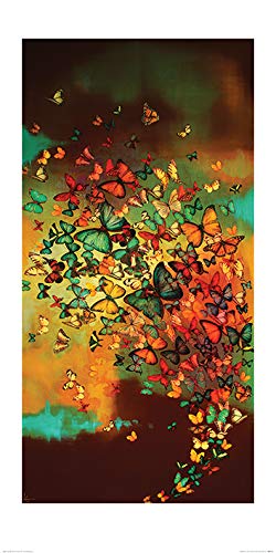 Lily Greenwood "Butterflies on Burnt Umber" 50 x 100cm Kunstdruck von Art Group