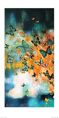 Lily Greenwood "Butterflies on Prussian Blue 50 x 100cm Kunstdruck von Art Group