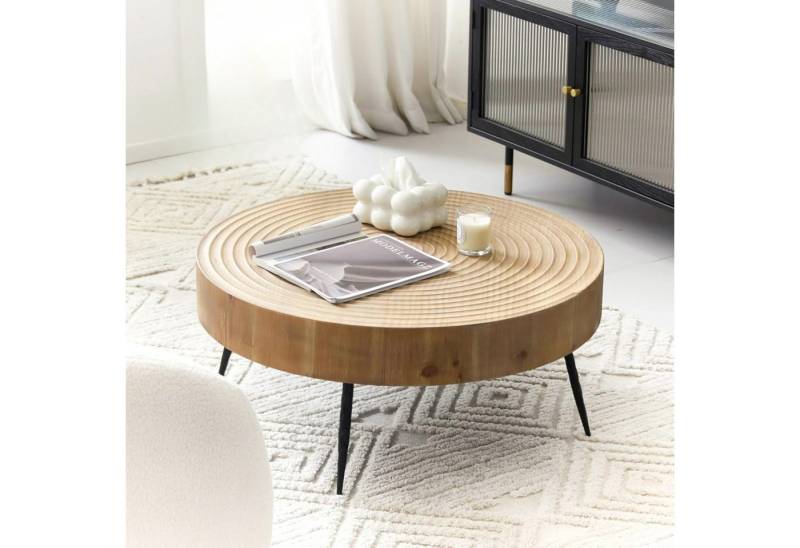 Art Leon Couchtisch GR-JY1450-8611-8613 (Couchtisch Rund Holz Coffee Table Rund Naturbraun Verfügbar über 40x40x46.7cm, 60x60x42cm, 80x80x36.5cm (BxHxT), 1-St., 1 Stück/2er Set), Couch Table Kiefer Wohnzimmertisch Beistelltisch für Wohnzimmer von Art Leon