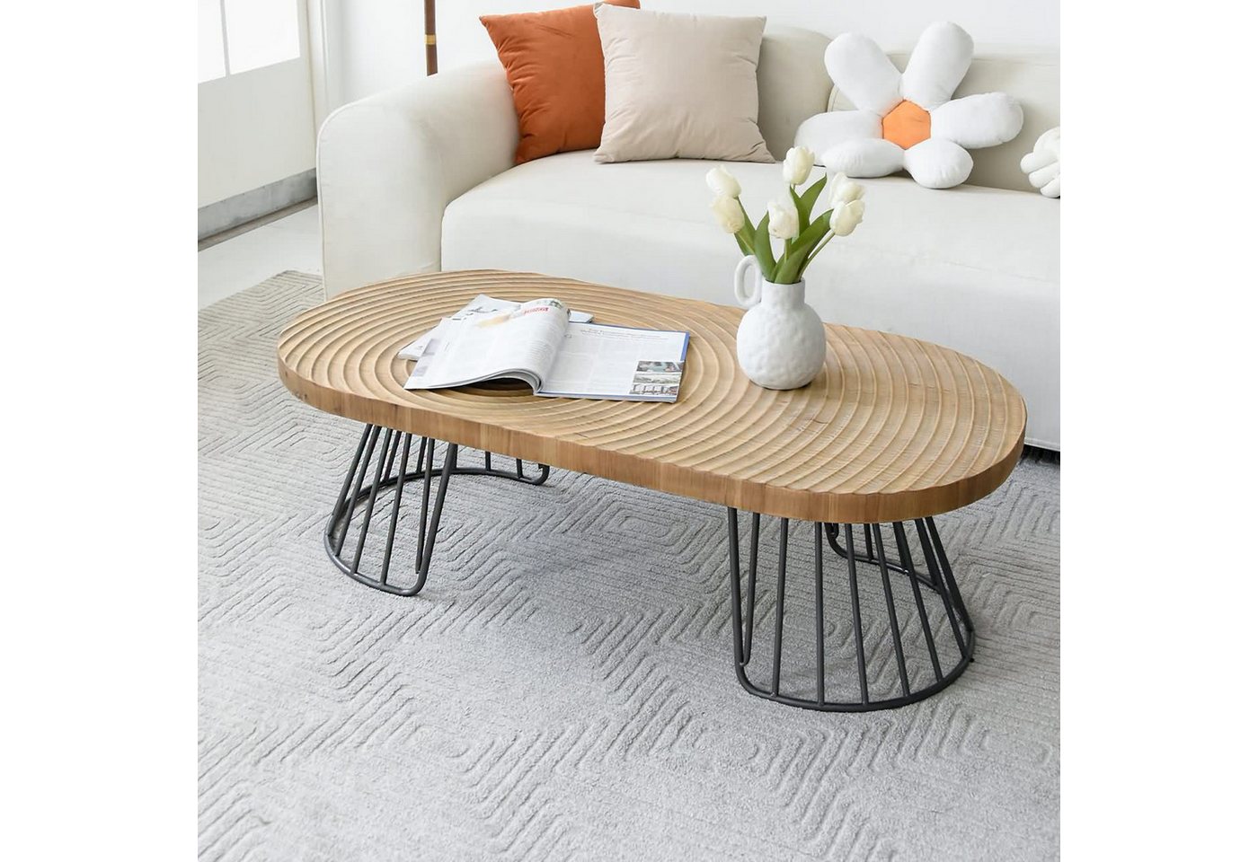 Art Leon Couchtisch GR-JY1450-8611-8613 (Couchtisch Rund Holz Coffee Table Rund Naturbraun Verfügbar über 40x40x46.7cm, 60x60x42cm, 80x80x36.5cm (BxHxT), 1-St., 1 Stück/2er Set), Couch Table Kiefer Wohnzimmertisch Beistelltisch für Wohnzimmer von Art Leon