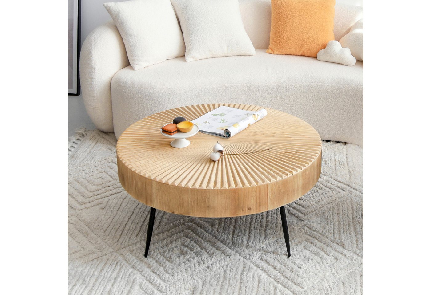 Art Leon Couchtisch GR-JY1450-8613 (Couchtisch Rund Holz Coffee Table Rund Naturbraun Verfügbar über 40x40x46.7cm, 60x60x42cm, 80x80x36.5cm (BxHxT), 1-St., 1 Stück/2er Set), Couch Table Kiefer Wohnzimmertisch Beistelltisch für Wohnzimmer von Art Leon
