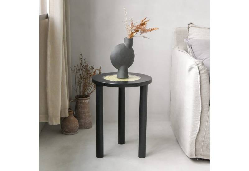 Art Leon Couchtisch GR-JY1451-1455 (Couchtisch Holz Rund Wohnzimmertisch Kieferholz Coffe Table Rattan Gehärtetes Glas Hellbraun/Schwarz mit Size 40x40x60cm, 60x60x45.5cm, 80x80x38.5cm, 1-St., 1 Stück), Coffe Table Rattan Gehärtetes Glas Hellbraun Tisch 1pcs von Art Leon