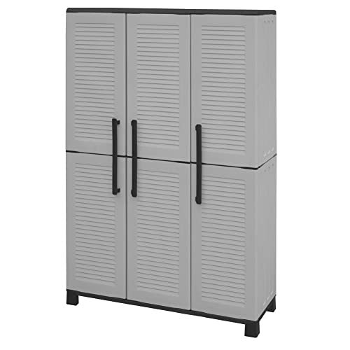 ARTPLAST Mehrzweckschrank für den Außen- oder Innenbereich, Schrank mit 3 Türen und 3 verstellbaren Einlegeböden aus Polypropylen, 100% Made in Italy, 102x37h169 cm, Farbe Grau von Art Plast