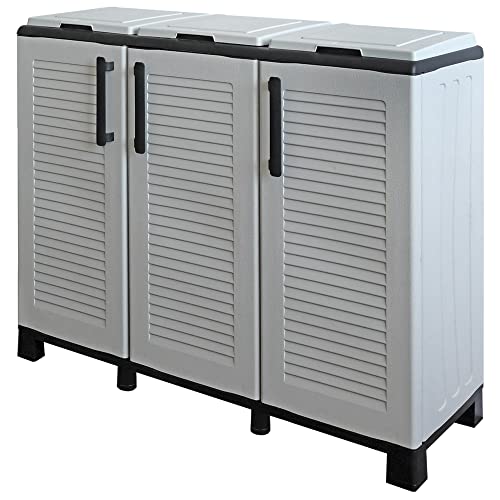 Art Plast Möbel Abfalleimer für die Mülltrennung aus Kunstharz für den Außen- und Innenbereich (3 Behälter) von Art Plast