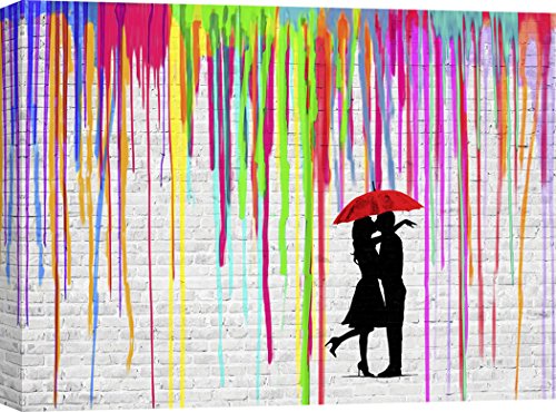 Art Print CAFÉ – Kunstdruck auf Leinwand – Graffiti & Street Art - Masterfunk Collective, Romance in The Rain – 100x70 cm von Art Print Cafe