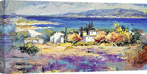 Art Print Cafe – Kunstdruck auf Leinwand - Luigi Florio, Dorf am Meer – 140x70 cm von Art Print Cafe