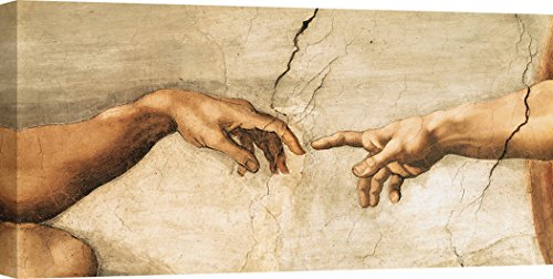 Art Print Cafe – Kunstdruck auf Leinwand – Michelangelo Buonarroti, Die Erschaffung Adams (détail) – 120x60 cm von Art Print Cafe