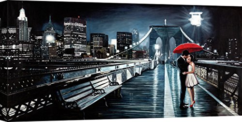 Art Print Cafe– Kunstdruck auf Leinwand – Pierre Benson, Küssen auf der Brooklyn Bridge – 120x60 cm von Art Print Cafe