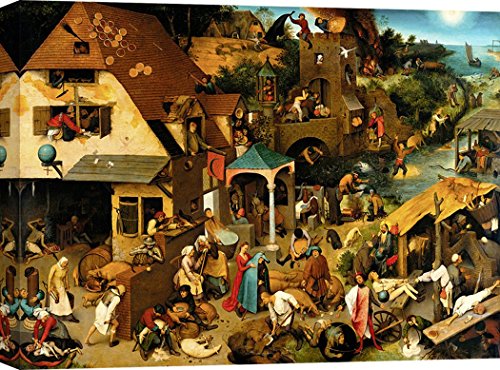Art Print Cafe – Kunstdruck auf Leinwand - Pieter Bruegel The Elder, Die niederländischen Sprichwörter – 80x60 cm von Art Print Cafe