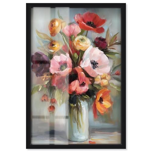 Art Remedy Bold Blumenvase, Shadowbox-Druck, Herbstkunst, schwarzer Rahmen, 40,6 x 61 cm von Art Remedy