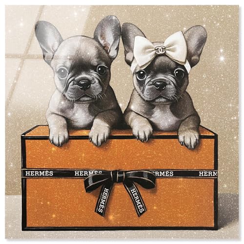 Art Remedy Frenchies auf einer Box, Acryldruck, modische Blumenkunst von Art Remedy, fertig zum Aufhängen, 30 x 30 cm Art Remedy Frenchies auf einer Box, Acryldruck, modische Blumenkunst von Art Remedy, fertig zum Aufhängen, 30 x 30 cm von Art Remedy