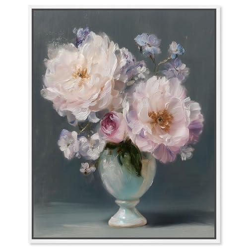 Art Remedy Kunstdruck auf Leinwand, Blush Blooms in einer Vase, weißer Rahmen, 40,6 x 50,8 cm von Art Remedy