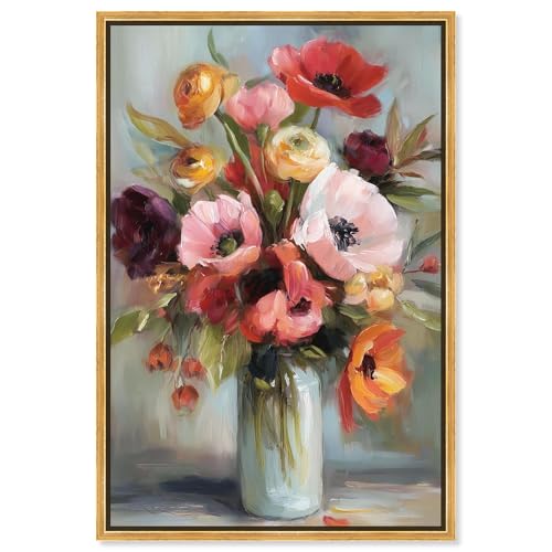 Art Remedy Kunstdruck auf Leinwand, Motiv: Bold Flower Vase, Herbstkunst, goldener Rahmen, 40,6 x 61 cm von Art Remedy
