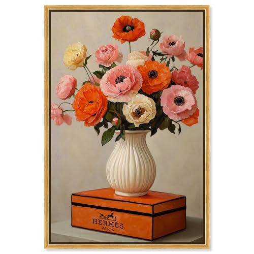 Art Remedy Kunstdruck auf Leinwand, schöne Blumenvase und Box, modischer Kunstdruck, goldener Rahmen, 25,4 x 38,1 cm Art Remedy Kunstdruck auf Leinwand, schöne Blumenvase und Box, modischer Kunstdruck, goldener Rahmen, 25,4 x 38,1 cm von Art Remedy