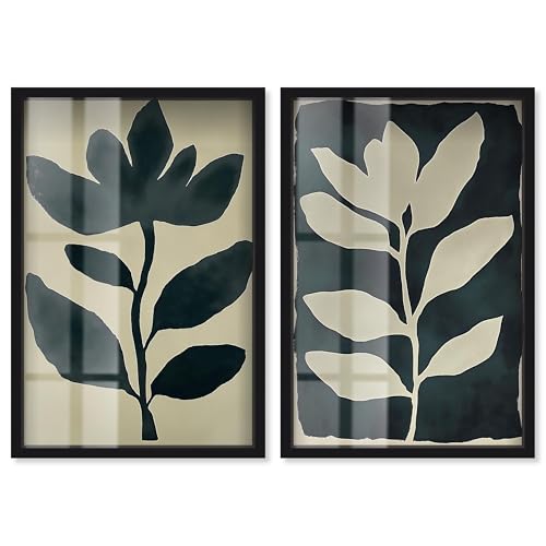 Art Remedy Vergoldetes minimalistisches Paar-Set, Shadowbox-Druck, minimalistische Wanddekoration, schwarzer Rahmen, 40,6 x 61 cm von Art Remedy