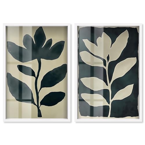 Art Remedy Vergoldetes minimalistisches Paar-Set, Shadowbox-Druck, minimalistische Wanddekoration, weißer Rahmen, 40,6 x 61 cm von Art Remedy