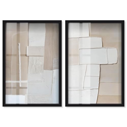 Neutral Minimalist Harmony IISet Shadowbox Print Minimalist Wall Decor by Art Remedy Schwarzer Rahmen 20 x 30 von Art Remedy