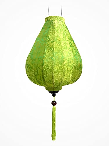 Art Saigon Lampion Asiatische Seide Grün G - Durchmesser Ø 29 cm - Hoi An Laterne aus Stoff, Bambus und Holz - Vietnamesisches Kunsthandwerk und Asiatische Dekoration (Ref. G20-V) von Art Saigon
