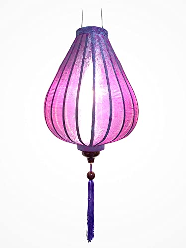 Art Saigon Lampion Asiatische Seide Lila G - Durchmesser Ø 33 cm - Hoi An Laterne aus Stoff, Bambus und Holz - Vietnamesisches Kunsthandwerk und Asiatische Dekoration (Ref. G25-M) von Art Saigon