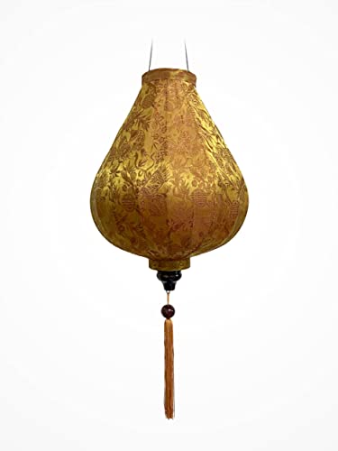 Asiatische Laterne aus Seide, Farbe Rost Gold, G Ø29cm - Traditionelle Hoi An Laterne aus Stoff, Bambus und Holz, Handgemacht - Dekoration und Handwerk aus Vietnam (G20-MA) von Art Saigon