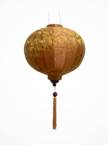 Art Saigon Asiatische Laterne aus Seide, Farbe Rost Gold, R Ø33cm - Traditionelle Hoi An Laterne aus Stoff, Bambus und Holz, Handgemacht - Dekoration und Handwerk aus Vietnam (R20-MA) von Art Saigon