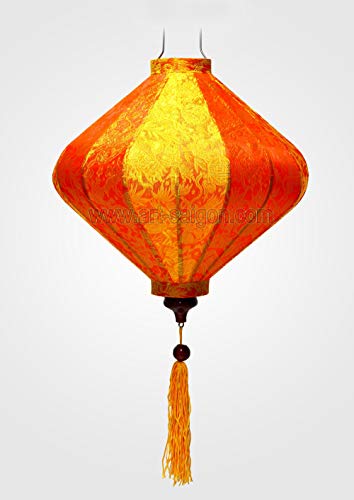 Lampion, Asiatisch, Seide, Orange, Durchmesser 35 cm, Vietnam-Handwerkskunst T20-O) von Art Saigon