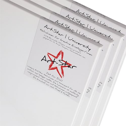 Art-Star 4X University KEILRAHMEN 50x60 cm | Leinwände auf Keilrahmen 50x60 cm | Leinwandtuch vorgrundiert, malfertige bespannte rechteckige Keilrahmen mit Leinwand zum malen von Art-Star
