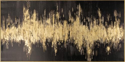 Art Universe Gemälde Abstrakte Kunst - Goldstrahlen, 70x140 cm, Wandbild, Wohnzimmer, Heimbüro von Art Universe