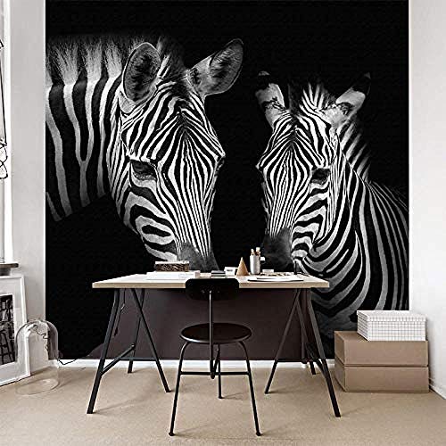 ZZXIAO 3D Schwarz-Weiß-Zebra-Wandbilder Wohnzimmer Studie Hintergrundwand Home Decor Wallpapers wandpapier fototapete 3d effekt tapete Wohnzimmer Schlafzimmer Hintergrundbild-200cm×140cm von Art Wallpaper