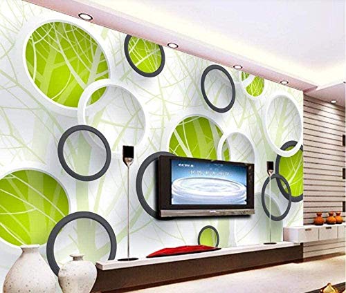 ZZXIAO Abstrakte grüne Kreis-Baum-Tapete 3D-Fototapete Modern wandpapier fototapete 3d effekt tapete Wohnzimmer Schlafzimmer Hintergrundbild-350cm×256cm von Art Wallpaper