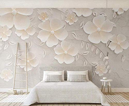 ZZXIAO Beige Relief Flower Simple wandpapier fototapete 3d effekt tapete Wohnzimmer Schlafzimmer Hintergrundbild-150cm×105cm von Art Wallpaper
