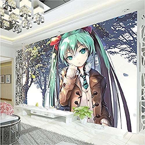 ZZXIAO Hatsune Miku Wallpaper Benutzerdefinierte 3D für Wände Anime Mädchen Wandbild Vocaloid Schlafzimmer wandpapier fototapete 3d effekt tapete Wohnzimmer Schlafzimmer Hintergrundbild-200cm×140cm von Art Wallpaper