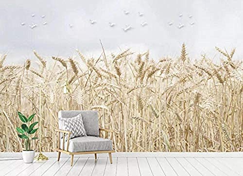 ZZXIAO Minimalistische Wandgemälde mit frischem Weizenfeld und Wandgemälde für Wohnzimmer und Schlafzimmer wandpapier fototapete 3d effekt tapete Wohnzimmer Schlafzimmer Hintergrundbild-400cm×280cm von Art Wallpaper
