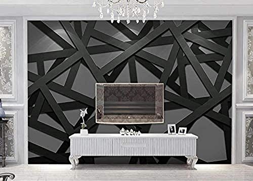 ZZXIAO Schwarz Abstrakte Geometrie Badezimmer Tapete Schlafzimmer Tapete Wohnzimmer Küche Tapete wandpapier fototapete 3d effekt tapete Wohnzimmer Schlafzimmer Hintergrundbild-250cm×170cm von Art Wallpaper