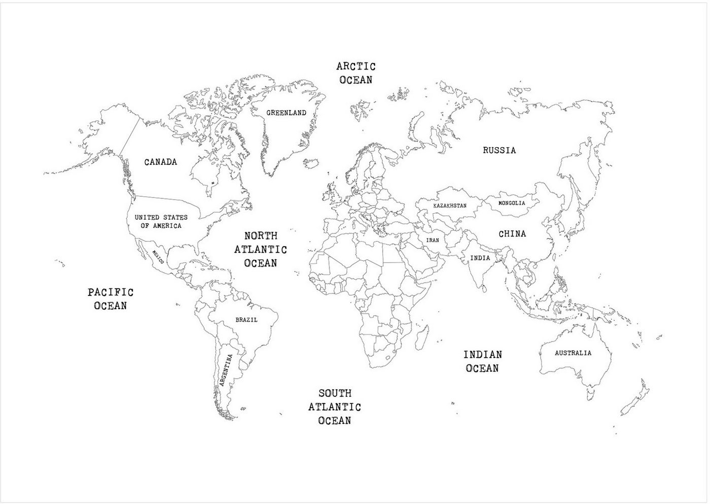 Art for the home Fototapete Worldmap, (1 St), 400x280cm von Art for the home